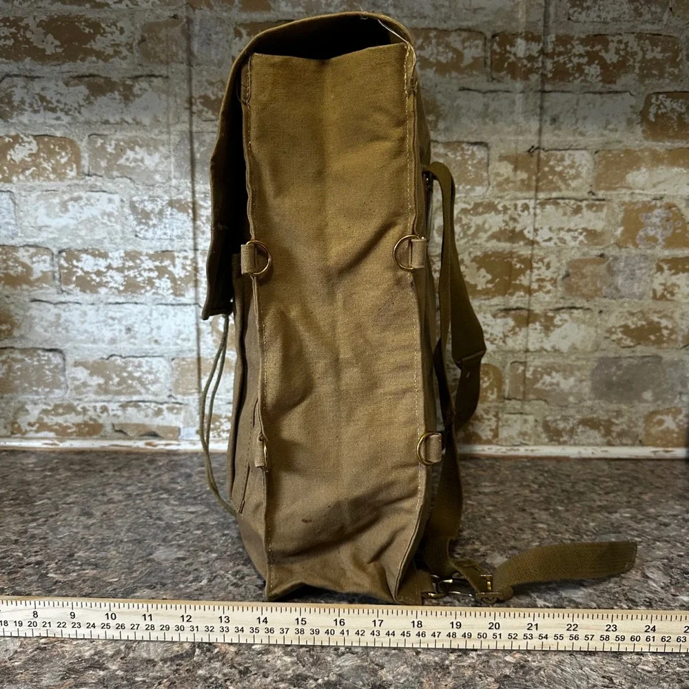 Boy Scouts of America Haversack Backpack Unisex OS Khaki Good Vintage Canvas 573